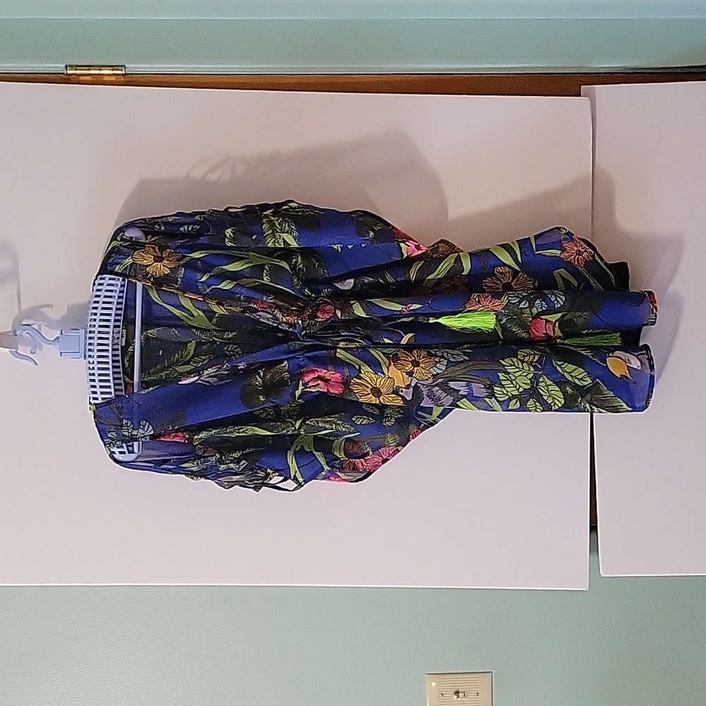 VIOLET SKY Floral Sheer Kimono Swimsuit Cover-Up, Size S